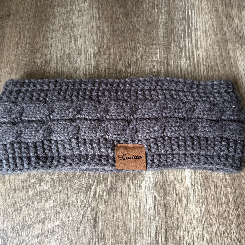 Loritta Gray Knitted Headband ear warmer